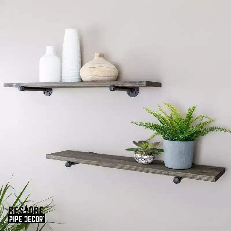 Étagères noires RESTORE Boulder de 91,4 cm avec supports droits préfinis Noir par Pipe Decor