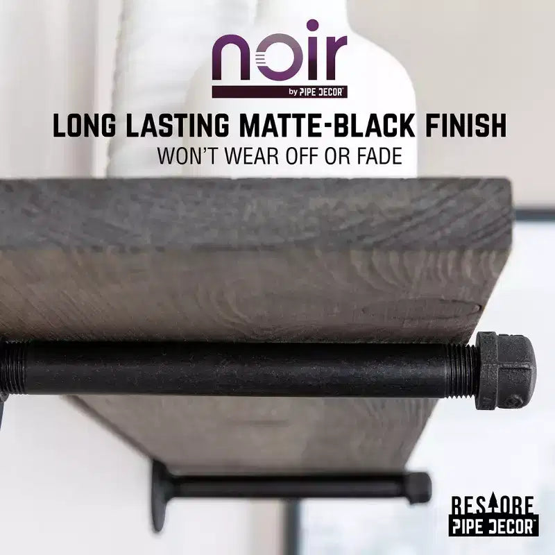 Étagères noires RESTORE Boulder de 91,4 cm avec supports droits préfinis Noir par Pipe Decor