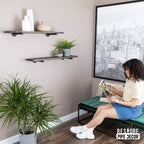 Étagères noires RESTORE Boulder de 91,4 cm avec supports droits préfinis Noir par Pipe Decor