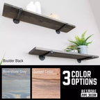 Étagères noires RESTORE Boulder de 91,4 cm avec supports droits préfinis Noir par Pipe Decor
