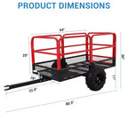 Chariot, Benne de jardin, Capacité de 680 kg, Remorque VTT en acier robuste de 623 litres avec 2 roues, Chariot de tondeuse pour tracteur, VTT, UTV