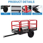 Chariot, Benne de jardin, Capacité de 680 kg, Remorque VTT en acier robuste de 623 litres avec 2 roues, Chariot de tondeuse pour tracteur, VTT, UTV