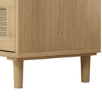 Commode à 3 tiroirs, meuble de rangement de cuisine avec 3 tiroirs profonds en rotin, buffet avec poignée en fer