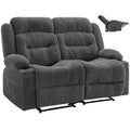 VEVOR Loveseat Recliner Sofa, Manual Reclining Couch with Heating and Massage, Soft Corduroy Recliner Sofa with USB Ports, Cup Holders ,Grey