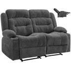VEVOR Loveseat Recliner Sofa, Manual Reclining Couch with Heating and Massage, Soft Corduroy Recliner Sofa with USB Ports, Cup Holders ,Grey