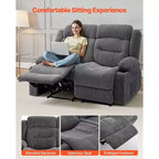 Canapé inclinable VEVOR Loveseat, canapé inclinable manuel avec chauffage et massage, canapé inclinable doux en velours côtelé avec ports USB, porte-gobelets, gris