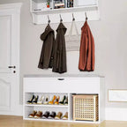 Banc de rangement pour chaussures avec coussin, Banc d'entrée avec rangement à couvercle pour couloir et salon