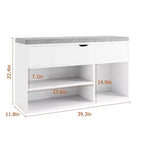 Banc de rangement pour chaussures avec coussin, Banc d'entrée avec rangement à couvercle pour couloir et salon