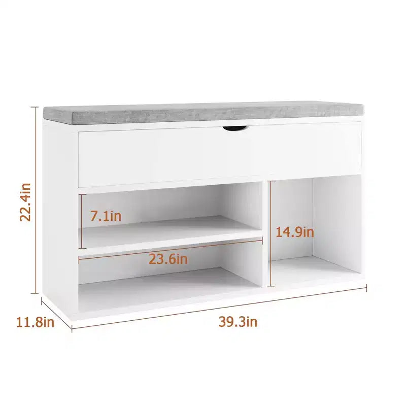 Banc de rangement pour chaussures avec coussin, Banc d'entrée avec rangement à couvercle pour couloir et salon