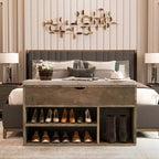 Banc de rangement pour chaussures avec coussin, Banc d'entrée avec rangement à couvercle pour couloir et salon