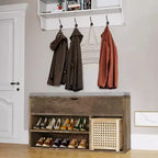 Banc de rangement pour chaussures avec coussin, Banc d'entrée avec rangement à couvercle pour couloir et salon