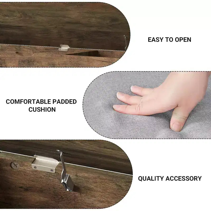 Banc de rangement pour chaussures avec coussin, Banc d'entrée avec rangement à couvercle pour couloir et salon