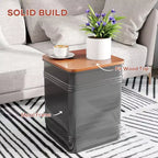 Ottoman avec rangement lot de 2, pouf gigogne industriel avec couvercle amovible, structure métallique pour salon