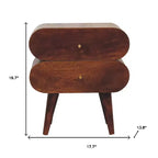 Table de chevet HomeRoots 20 en bois massif de châtaignier à deux tiroirs