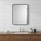 Miroir de courtoisie HomeRoots 35 po, cadre flottant en métal noir