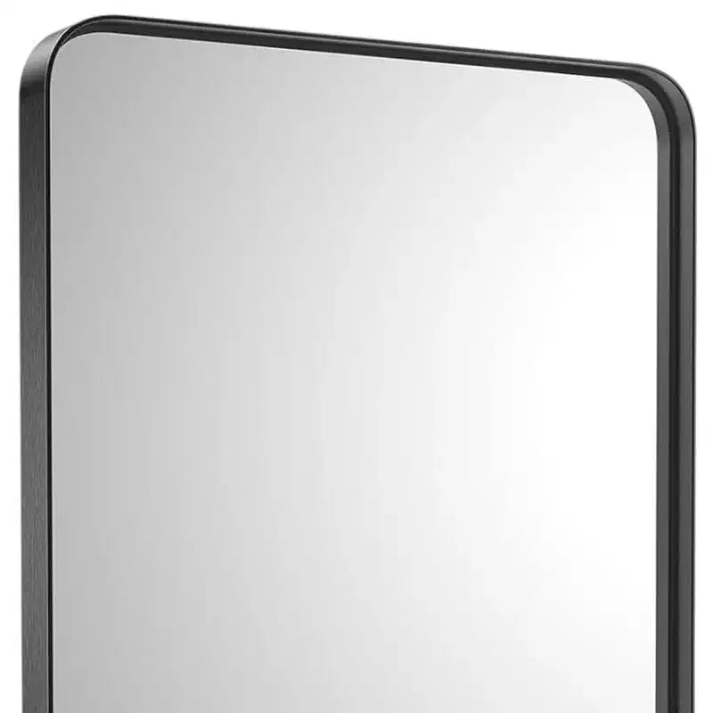 Miroir de courtoisie HomeRoots 35 po, cadre flottant en métal noir