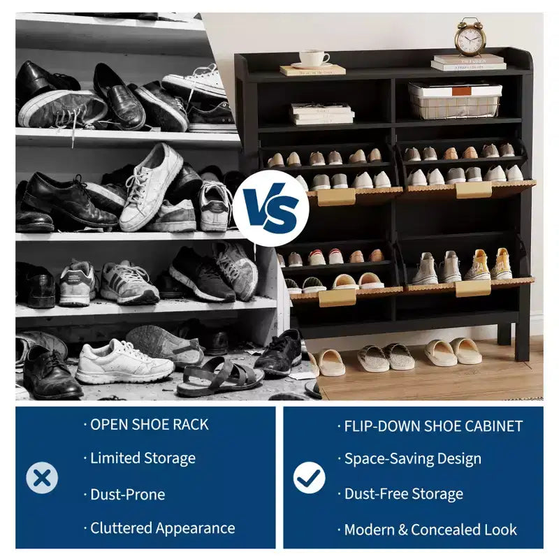 Meuble à chaussures 4 tiroirs avec plateau basculant - MDF thermoformé avec motif ondulé, rangement à double compartiment, idéal pour les balcons et les débarras
