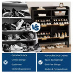 Meuble à chaussures 4 tiroirs avec plateau basculant - MDF thermoformé avec motif ondulé, rangement à double compartiment, idéal pour les balcons et les débarras