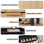 Meuble à chaussures 4 tiroirs avec plateau basculant - MDF thermoformé avec motif ondulé, rangement à double compartiment, idéal pour les balcons et les débarras