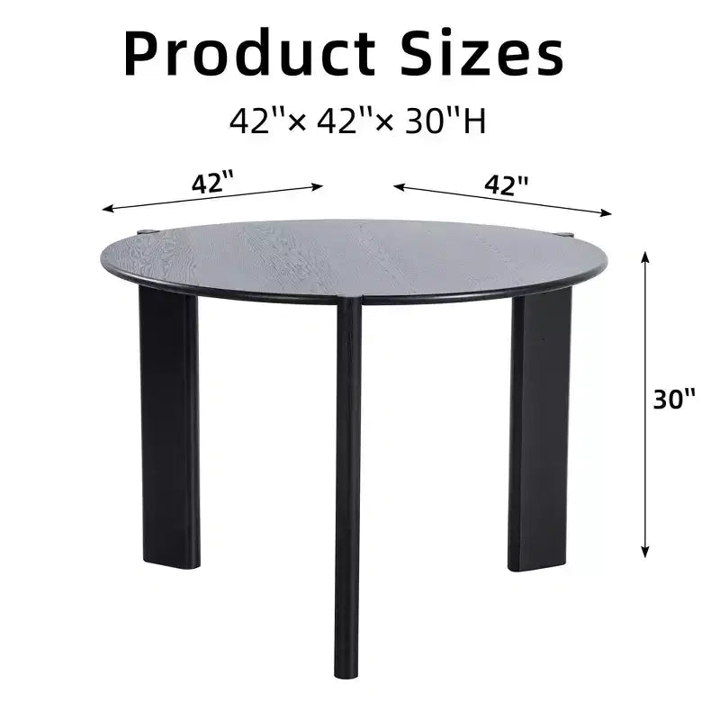 Table à manger ronde noire de 42 pouces, convient pour plusieurs personnes mangeant en même temps, idéale pour les salles à manger et les salons