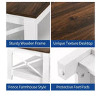 Table basse de ferme avec rangement en bois à 2 niveaux, table basse de salon, blanche