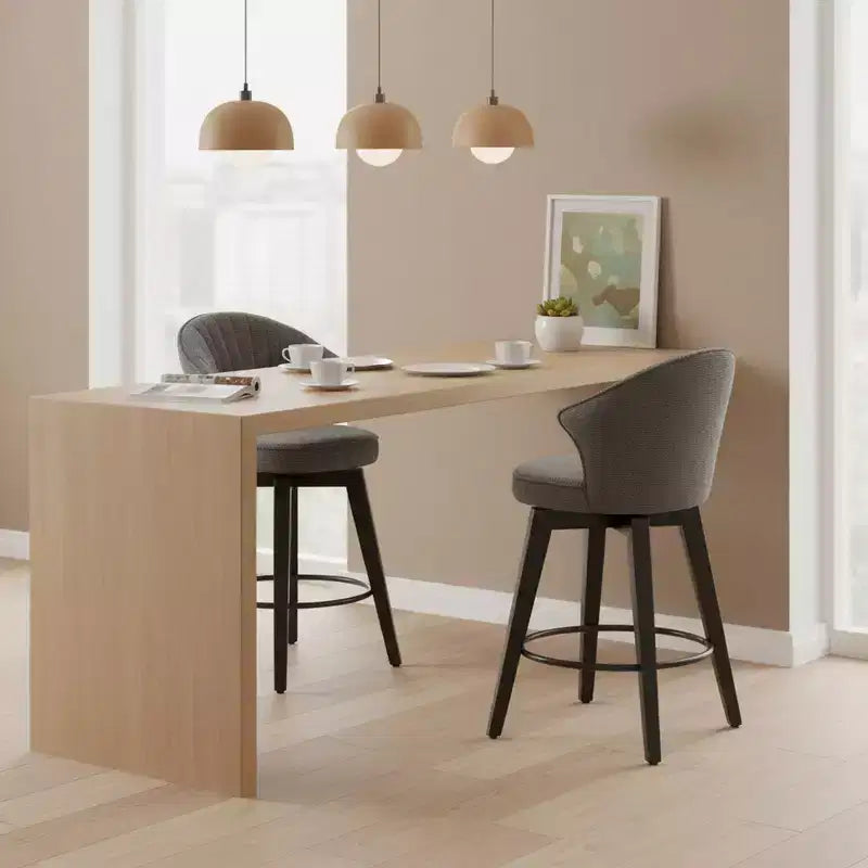 Homy Casa Lot de 2 tabourets de bar pivotants à dossier haut avec assise rembourrée et pieds en bois, gris