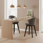 Homy Casa Lot de 2 tabourets de bar pivotants à dossier haut avec assise rembourrée et pieds en bois, gris