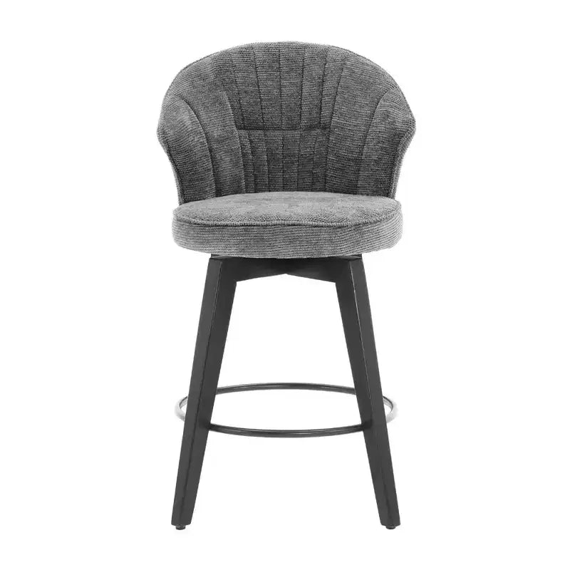 Homy Casa Lot de 2 tabourets de bar pivotants à dossier haut avec assise rembourrée et pieds en bois, gris