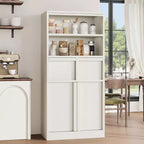 Meuble haut de salle de bain, Meuble de rangement au sol avec portes et 2 tiroirs, Meuble de rangement autoportant de 130 cm de hauteur pour salle de bain, salon, cuisine