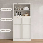 Meuble haut de salle de bain, Meuble de rangement au sol avec portes et 2 tiroirs, Meuble de rangement autoportant de 130 cm de hauteur pour salle de bain, salon, cuisine