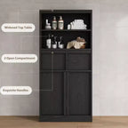 Meuble haut de salle de bain, Meuble de rangement au sol avec portes et 2 tiroirs, Meuble de rangement autoportant de 130 cm de hauteur pour salle de bain, salon, cuisine