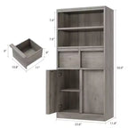 Meuble haut de salle de bain, Meuble de rangement au sol avec portes et 2 tiroirs, Meuble de rangement autoportant de 130 cm de hauteur pour salle de bain, salon, cuisine