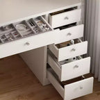Coiffeuse avec 11 tiroirs, table de chevet avec miroir LED à luminosité réglable par contrôle tactile, câblage dissimulé