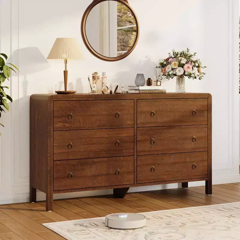 COZONY 6/7 Drawer Dresser for Bedroom,Wood Chest of Drawers with Metal Handles, Storage Organizer Dresser for Living Room & TV Stand Use