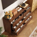 Commode COZONY 6/7 tiroirs pour chambre à coucher, commode en bois avec poignées en métal, commode de rangement pour salon et meuble TV