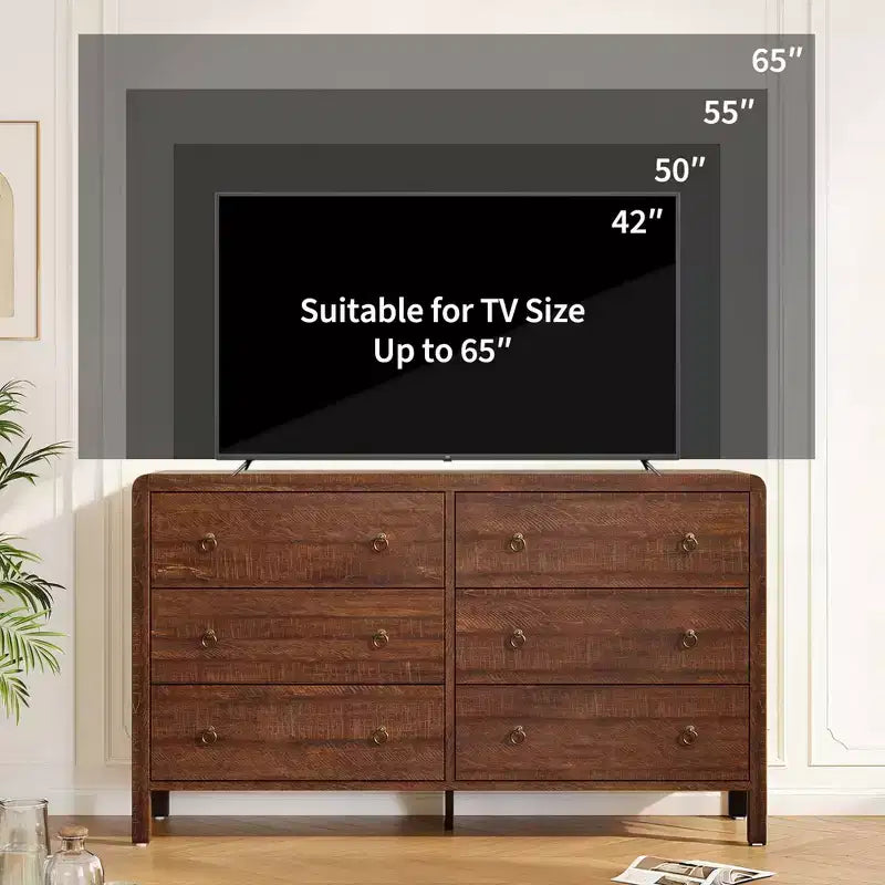Commode COZONY 6/7 tiroirs pour chambre à coucher, commode en bois avec poignées en métal, commode de rangement pour salon et meuble TV