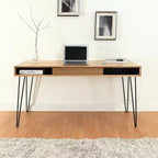 Bureaux d'ordinateur en bois d'acacia marron de 73,66 cm de haut avec tiroir de classement HomeStock