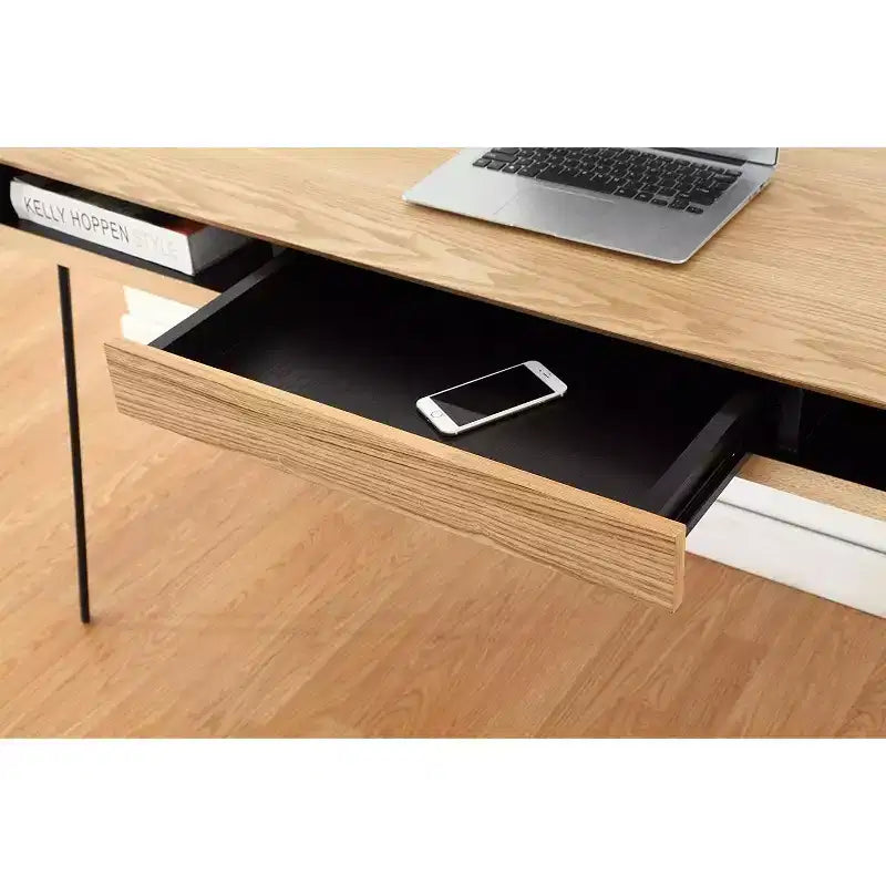 Bureaux d'ordinateur en bois d'acacia marron de 73,66 cm de haut avec tiroir de classement HomeStock
