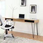 Bureaux d'ordinateur en bois d'acacia marron de 73,66 cm de haut avec tiroir de classement HomeStock