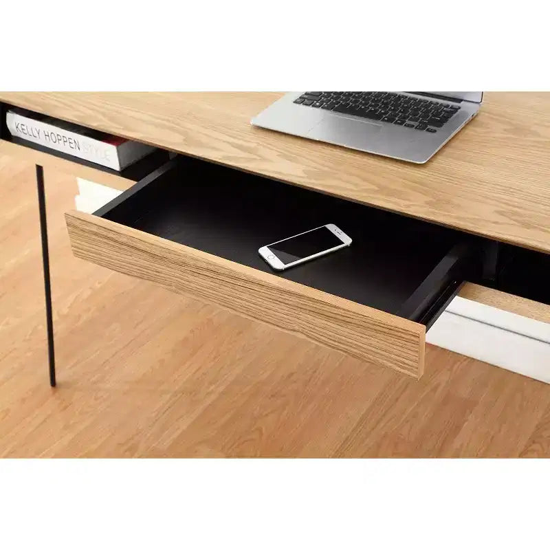 Bureaux d'ordinateur en bois d'acacia marron de 73,66 cm de haut avec tiroir de classement HomeStock
