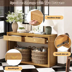 Console rustique avec rangement, table d'entrée de style fermier avec tiroirs et étagère ouverte, table de canapé vintage en bois pour couloir