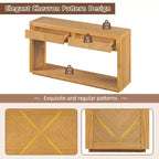 Console rustique avec rangement, table d'entrée de style fermier avec tiroirs et étagère ouverte, table de canapé vintage en bois pour couloir