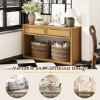 Console rustique avec rangement, table d'entrée de style fermier avec tiroirs et étagère ouverte, table de canapé vintage en bois pour couloir
