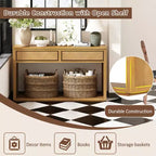 Console rustique avec rangement, table d'entrée de style fermier avec tiroirs et étagère ouverte, table de canapé vintage en bois pour couloir