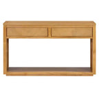 Console rustique avec rangement, table d'entrée de style fermier avec tiroirs et étagère ouverte, table de canapé vintage en bois pour couloir