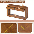 Console rustique avec rangement, table d'entrée de style fermier avec tiroirs et étagère ouverte, table de canapé vintage en bois pour couloir