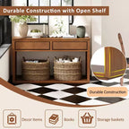 Console rustique avec rangement, table d'entrée de style fermier avec tiroirs et étagère ouverte, table de canapé vintage en bois pour couloir