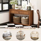 Console rustique avec rangement, table d'entrée de style fermier avec tiroirs et étagère ouverte, table de canapé vintage en bois pour couloir