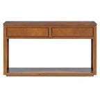 Console rustique avec rangement, table d'entrée de style fermier avec tiroirs et étagère ouverte, table de canapé vintage en bois pour couloir