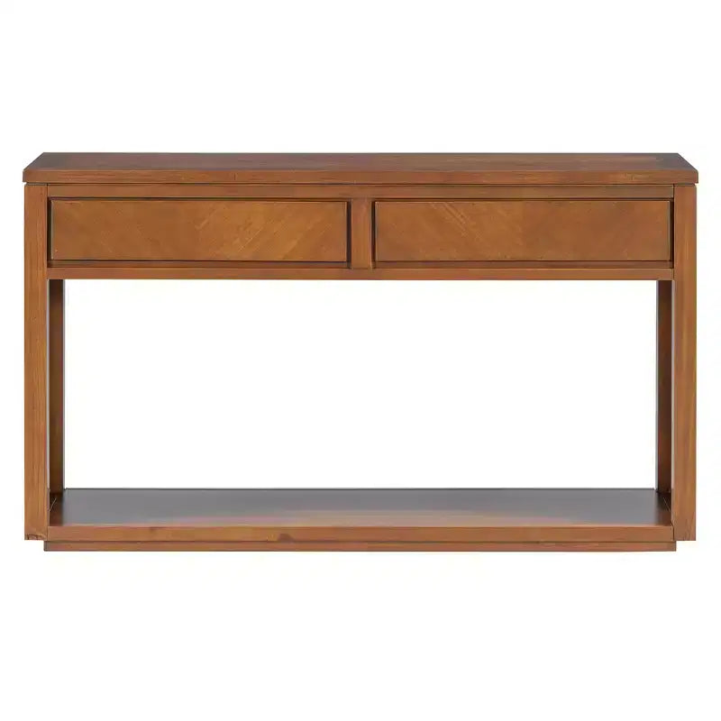 Console rustique avec rangement, table d'entrée de style fermier avec tiroirs et étagère ouverte, table de canapé vintage en bois pour couloir